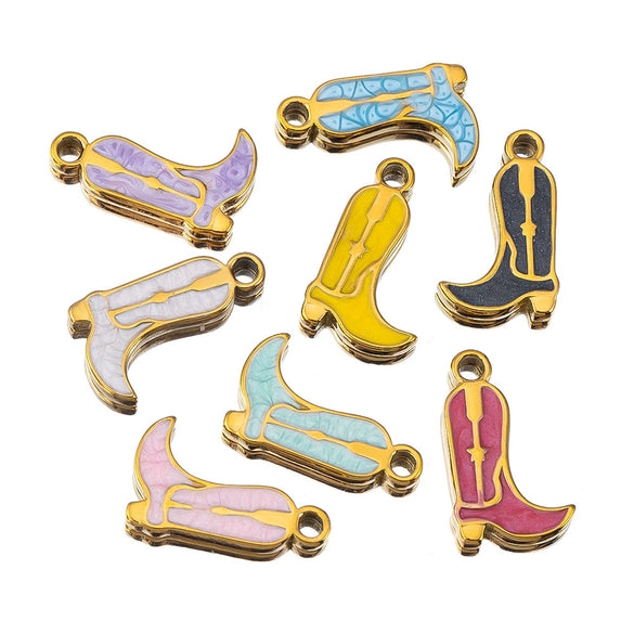 Wholesale Stainless Steel Heart And Boot Charms For Diy Bracelet And Necklace Dripping Oil Style