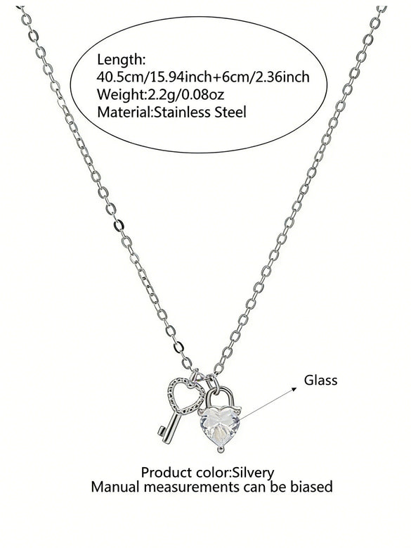 Wholesale Stainless Steel Heart And Drop Bell Pattern Electroplated Jewelry Set For Women Including Necklace And Earrings