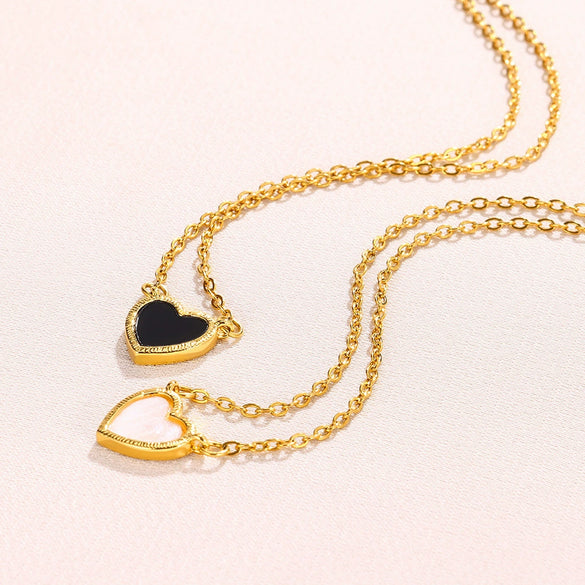 Wholesale Stainless Steel Heart Geometric Light Luxury Style Oil Dripping Necklace