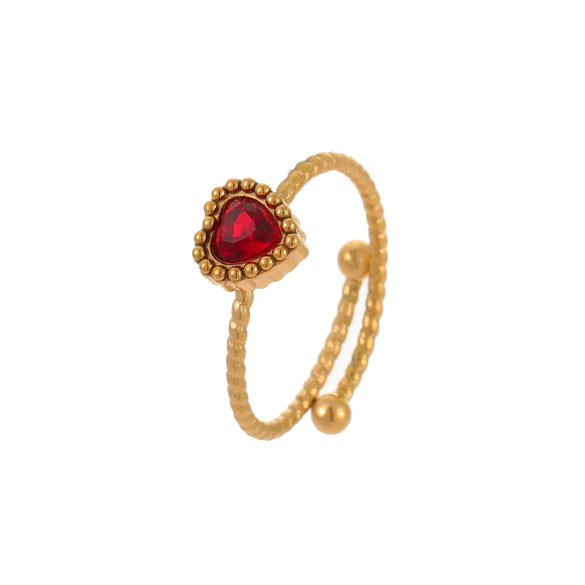 Wholesale Stainless Steel Heart Inlaid Zircon Ring With Electroplating Elegant Retro Style For Women