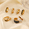 Wholesale Stainless Steel Heart Pattern Electroplating Opening Ring For Women