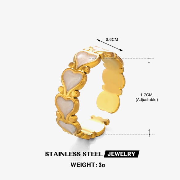 Wholesale Stainless Steel Heart Pattern Electroplating Opening Ring For Women