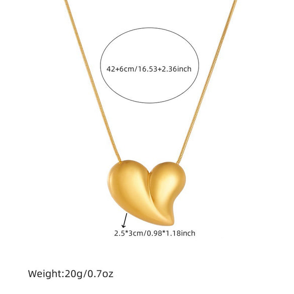 Wholesale Stainless Steel Heart Pendant Chain Jewelry Necklace Retro Cold Style Gold Plated