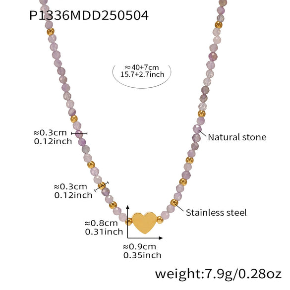 Wholesale Stainless Steel Heart Pendant Geometric Pattern Electroplated Women's Necklace