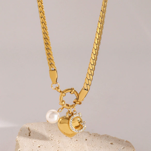 Wholesale Stainless Steel Heart Pendant Necklace With Electroplating Treatment