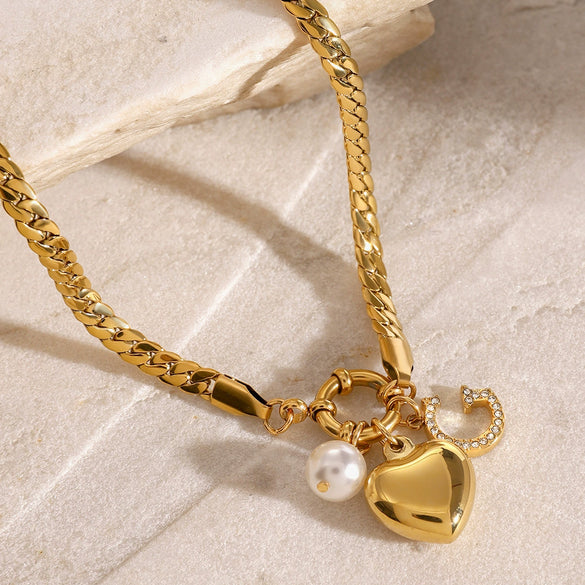 Wholesale Stainless Steel Heart Pendant Necklace With Electroplating Treatment