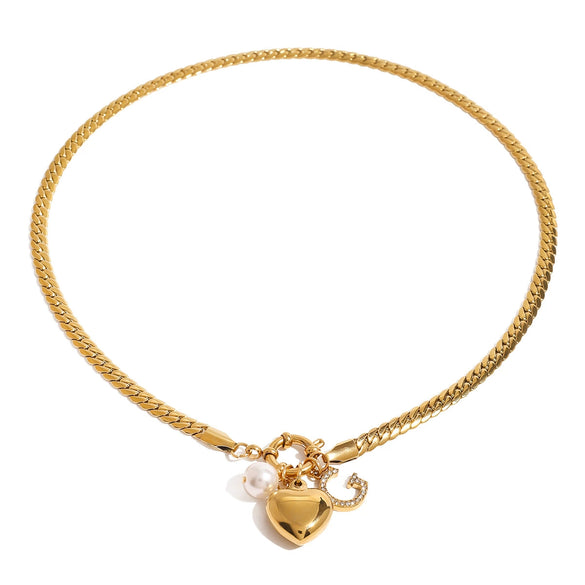 Wholesale Stainless Steel Heart Pendant Necklace With Electroplating Treatment
