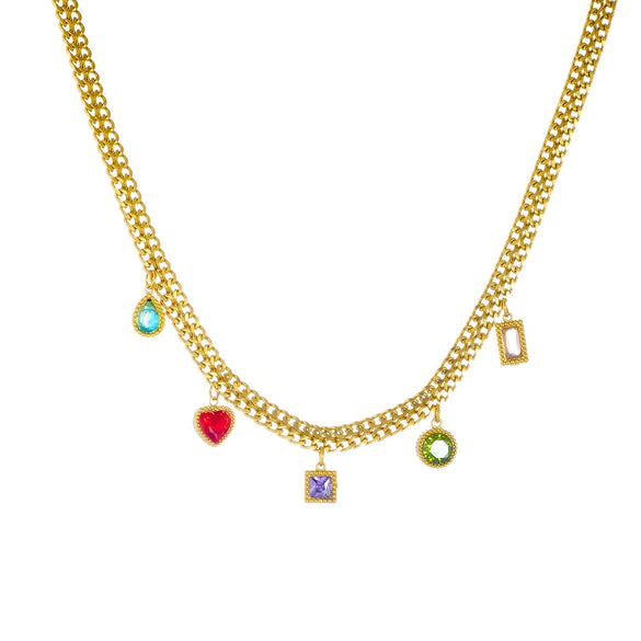 Wholesale Stainless Steel Heart Pendant Necklace With Geometric Pattern Goldplated For Women