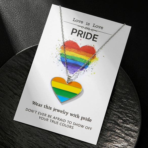 Wholesale Stainless Steel Heart Pendant Necklace With Oil Dripping Design For Women