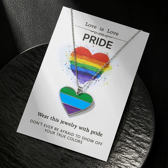 Wholesale Stainless Steel Heart Pendant Necklace With Oil Dripping Design For Women