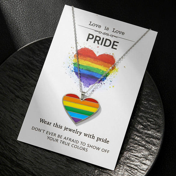Wholesale Stainless Steel Heart Pendant Necklace With Oil Dripping Design For Women