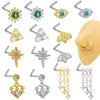 Wholesale Stainless Steel Heart Puncture Nose Ring With Diamond Design