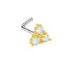 Wholesale Stainless Steel Heart Puncture Nose Ring With Diamond Design