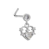 Wholesale Stainless Steel Heart Puncture Nose Ring With Diamond Design