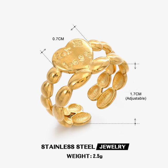 Wholesale Stainless Steel Heart Ring For Women Electroplated Fashionable And Simple
