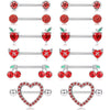 Wholesale Stainless Steel Heart Shape Diamond Set Body Piercing Jewelry Suit For Women