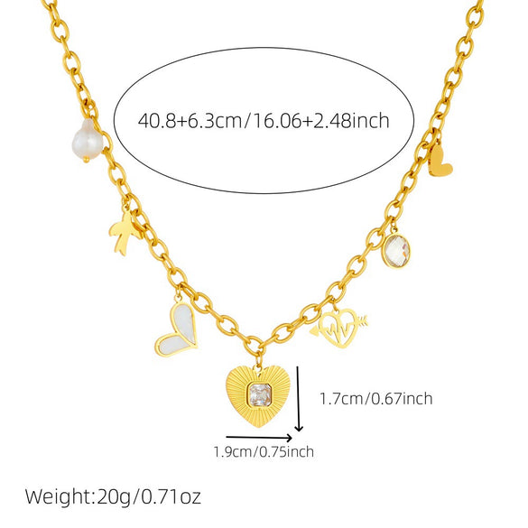Wholesale Stainless Steel Heart Shape Diamondencrusted Love Pendant O Word Chain Necklace With Electroplating And Fashion Design