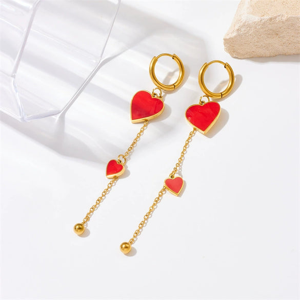 Wholesale Stainless Steel Heart Shape Electroplated Love Pendant Earrings For Women