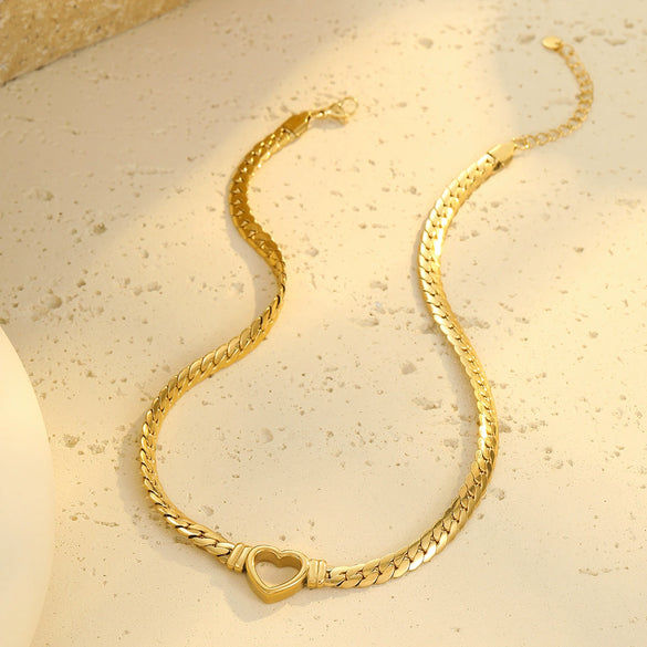 Wholesale Stainless Steel Heart Shape Electroplated Necklace For Women
