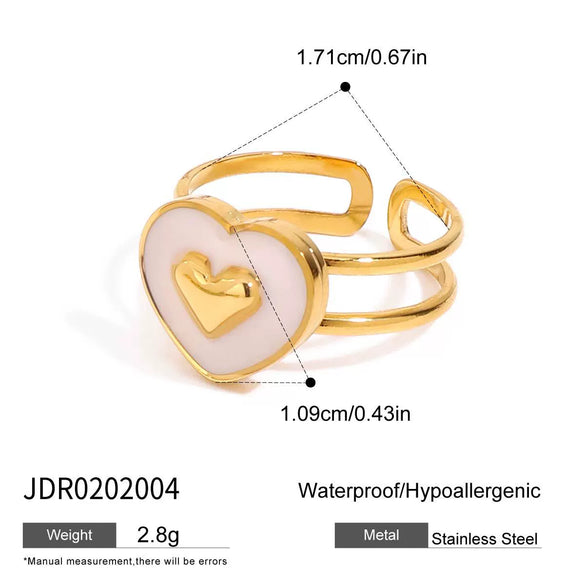 Wholesale Stainless Steel Heart Shape Electroplated Open Ring Party Ocean Holiday Style