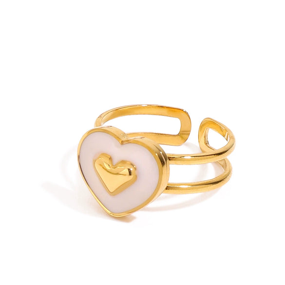 Wholesale Stainless Steel Heart Shape Electroplated Open Ring Party Ocean Holiday Style
