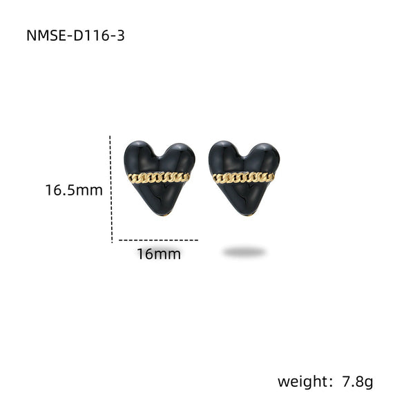 Wholesale Stainless Steel Heart Shape Electroplated Stud Earrings For Women Fashion Style
