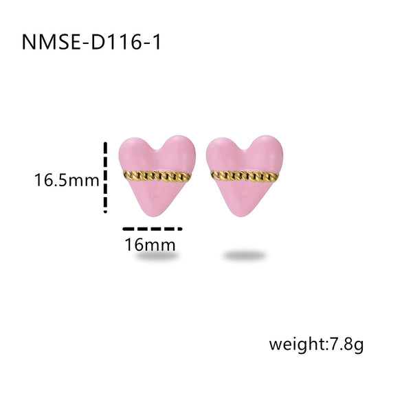 Wholesale Stainless Steel Heart Shape Electroplated Stud Earrings For Women Fashion Style