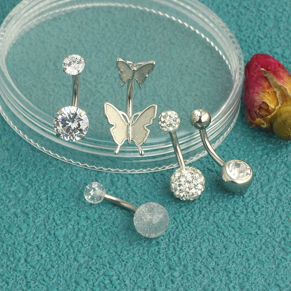 Wholesale Stainless Steel Heart Shape Electroplating Navel Ring Jewelry