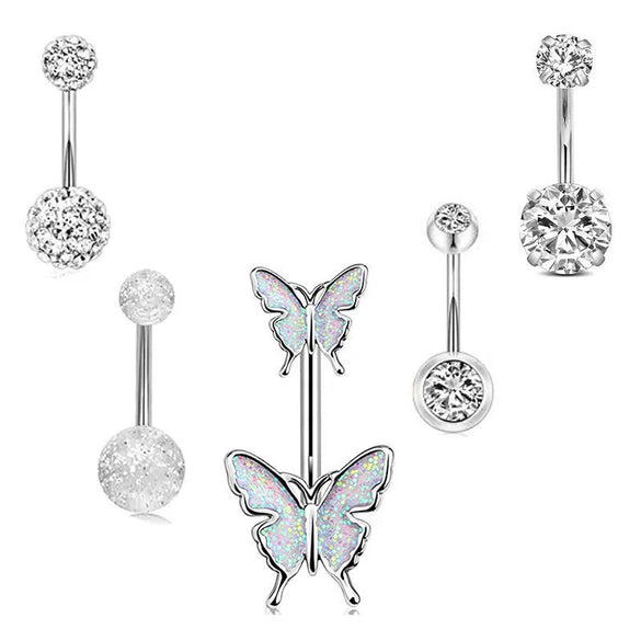 Wholesale Stainless Steel Heart Shape Electroplating Navel Ring Jewelry