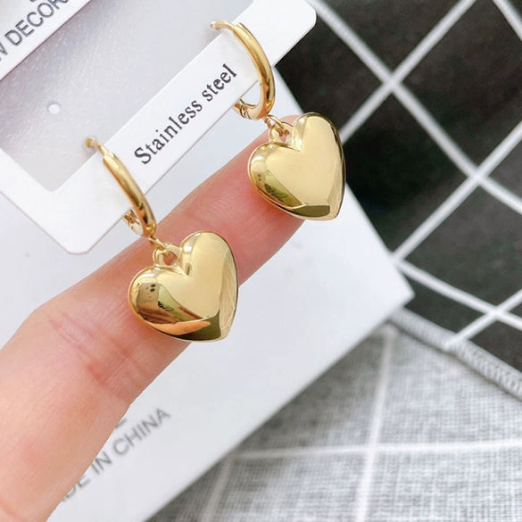 Wholesale Stainless Steel Heart Shape Electroplating Women's Earrings