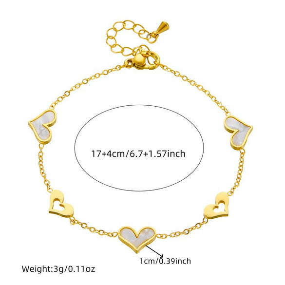 Wholesale Stainless Steel Heart Shape Fashion Hollow Smooth Nonfading Goldplated Electroplated Unisex Bracelet