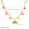 Wholesale Stainless Steel Heart Shape Fashion Oil Dropping Love Rainbow Hat Pendant O Chain Necklace For Women With Electroplating