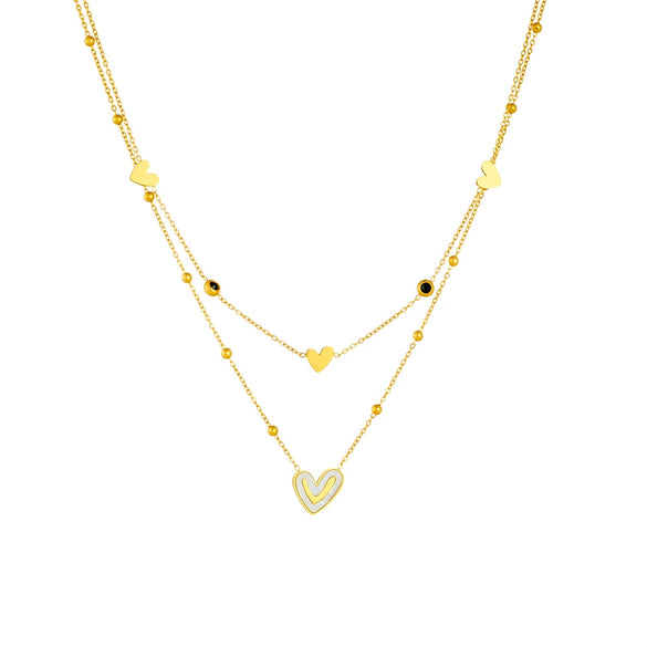 Wholesale Stainless Steel Heart Shape Fashion Simple Gold Plated Multi Layer O Chain Necklace