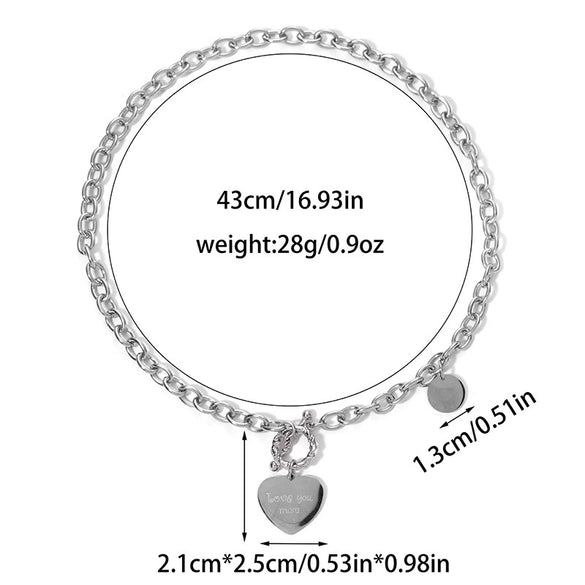 Wholesale Stainless Steel Heart Shape Geometric Fashion Clavicle Chain Necklace Electroplated Unisex Jewelry