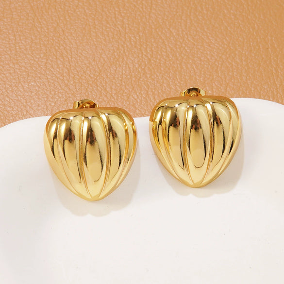Wholesale Stainless Steel Heart Shape Geometric Stamped Earrings For Women