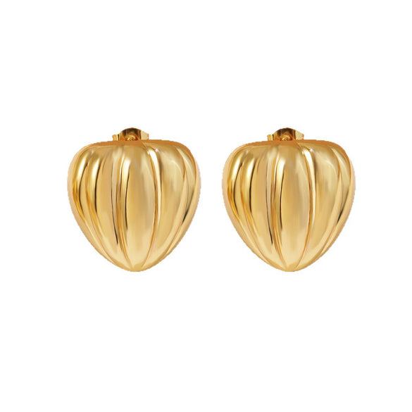 Wholesale Stainless Steel Heart Shape Geometric Stamped Earrings For Women