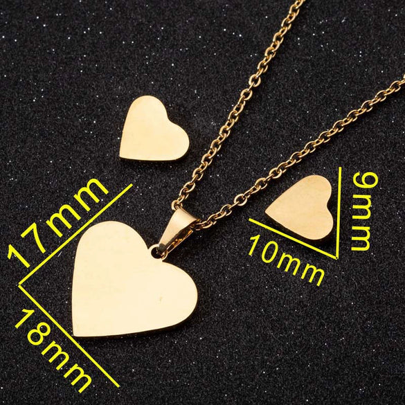 Wholesale Stainless Steel Heart Shape Light Luxury Style Jewelry Set With Electroplating Treatment Including Necklace And Earrings