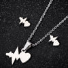 Wholesale Stainless Steel Heart Shape Light Luxury Style Jewelry Set With Electroplating Treatment Including Necklace And Earrings