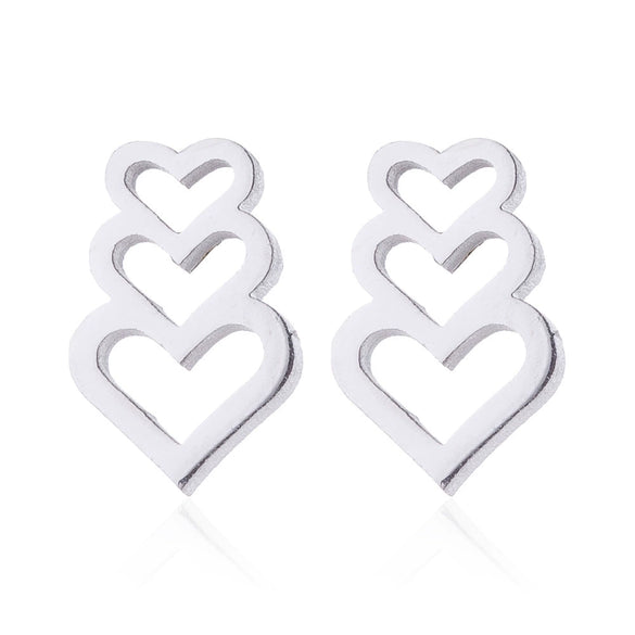 Wholesale Stainless Steel Heart Shape Light Luxury Style Jewelry Set With Electroplating Treatment Including Necklace And Earrings