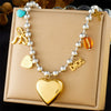 Wholesale Stainless Steel Heart Shape Love Bow Pendant Necklace For Women With Electroplating