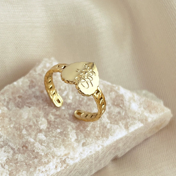 Wholesale Stainless Steel Heart Shape Open Ring For Couple Electroplated Light Luxury Trendy Style