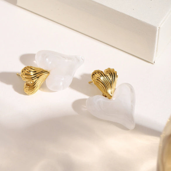 Wholesale Stainless Steel Heart Shape Pendant Earrings With Love Pattern And Electroplating Design