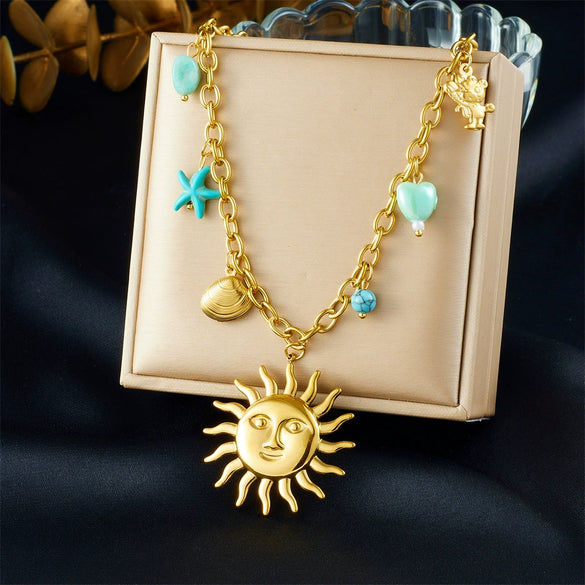 Wholesale Stainless Steel Heart Shape Pendant Necklace Gold Plated Electroplated For Women