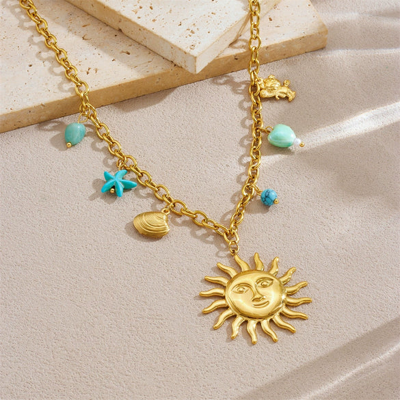 Wholesale Stainless Steel Heart Shape Pendant Necklace Gold Plated Electroplated For Women