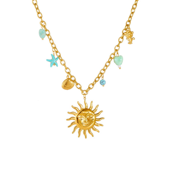 Wholesale Stainless Steel Heart Shape Pendant Necklace Gold Plated Electroplated For Women