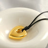 Wholesale Stainless Steel Heart Shape Pendant Necklace With Black Wax Rope And Electroplating