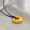 Wholesale Stainless Steel Heart Shape Pendant Necklace With Black Wax Rope And Electroplating