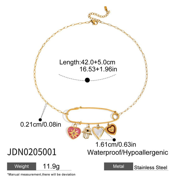 Wholesale Stainless Steel Heart Shape Pendant O Word Chain Necklace With Electroplating And Light Luxury Style For Women