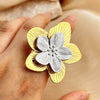 Wholesale Stainless Steel Heart Shape Ring Double Gold And Silver Color Matching Electroplating Design Natural Geometric Style Unisex
