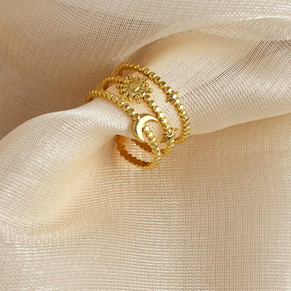 Wholesale Stainless Steel Heart Shape Ring Natural Geometric Style Electroplating For Women